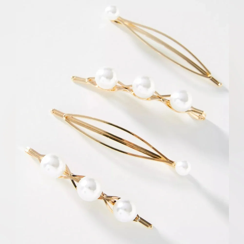 New🌟Anthropologie -Pearl Embellished Bobby Pin Set Hair Accessories